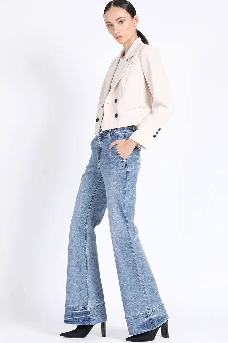 JEANS FLARE, TIRO MEDIO, AZUL