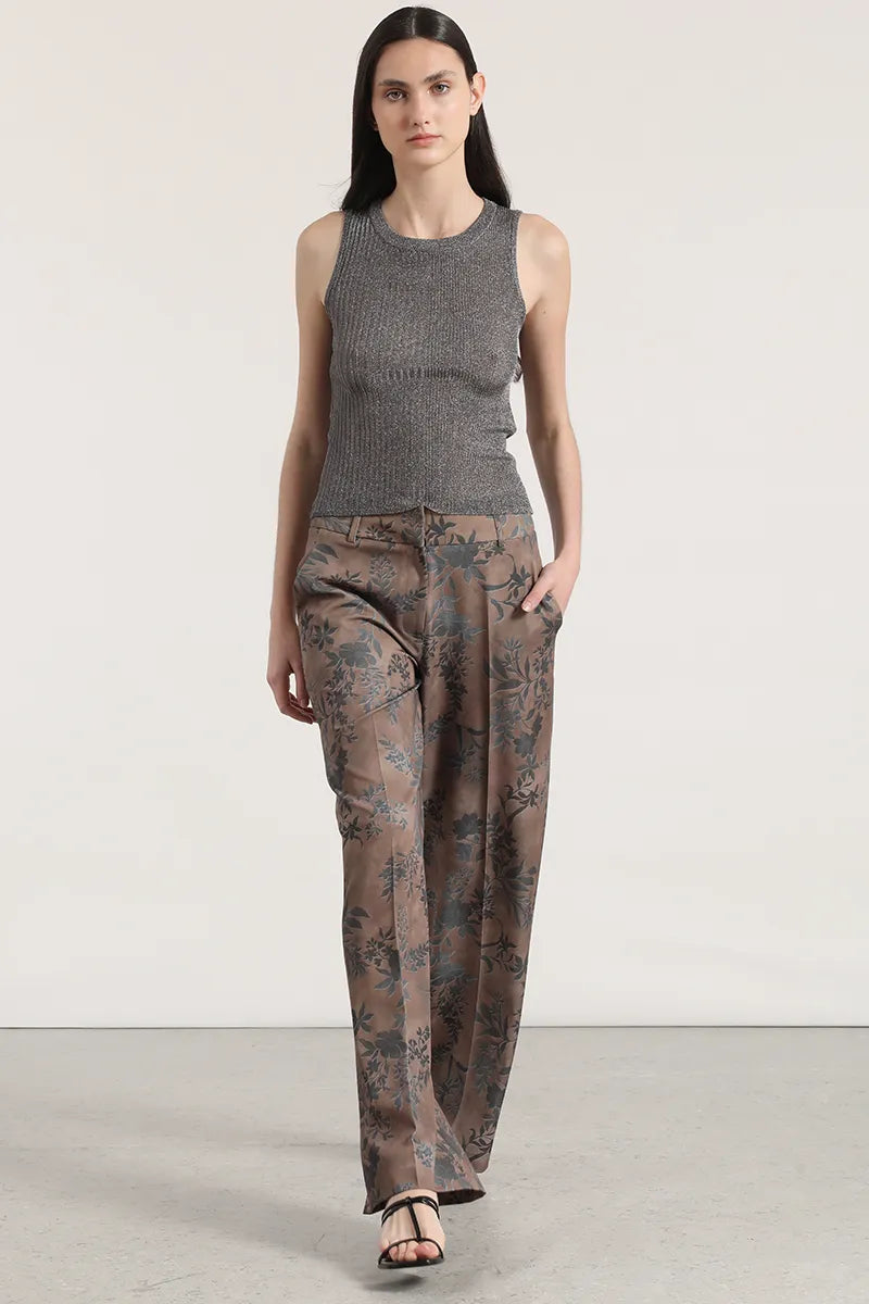PANTALON ANCHO, TIRO ALTO, ESTAMPADO CAFE SUE