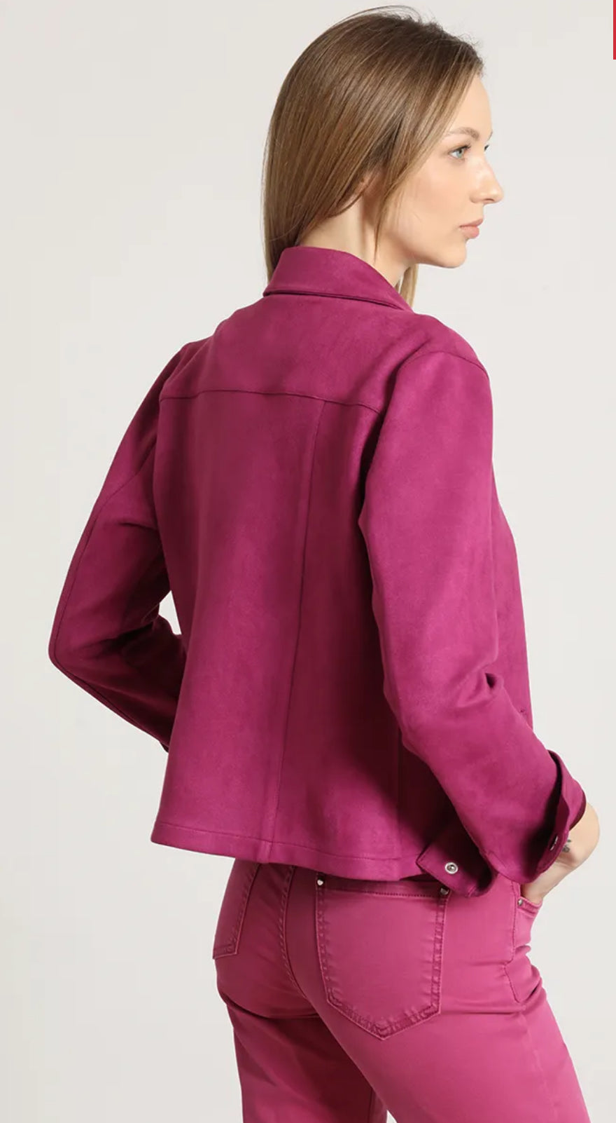 Chaqueta efecto Gamuza Fresa