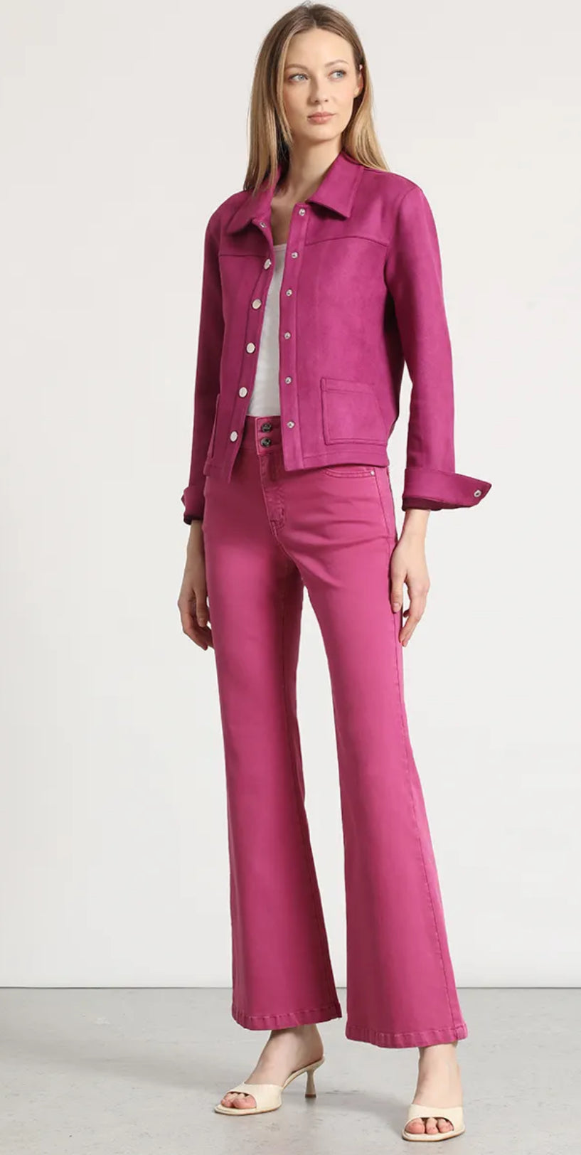 Chaqueta efecto Gamuza Fresa