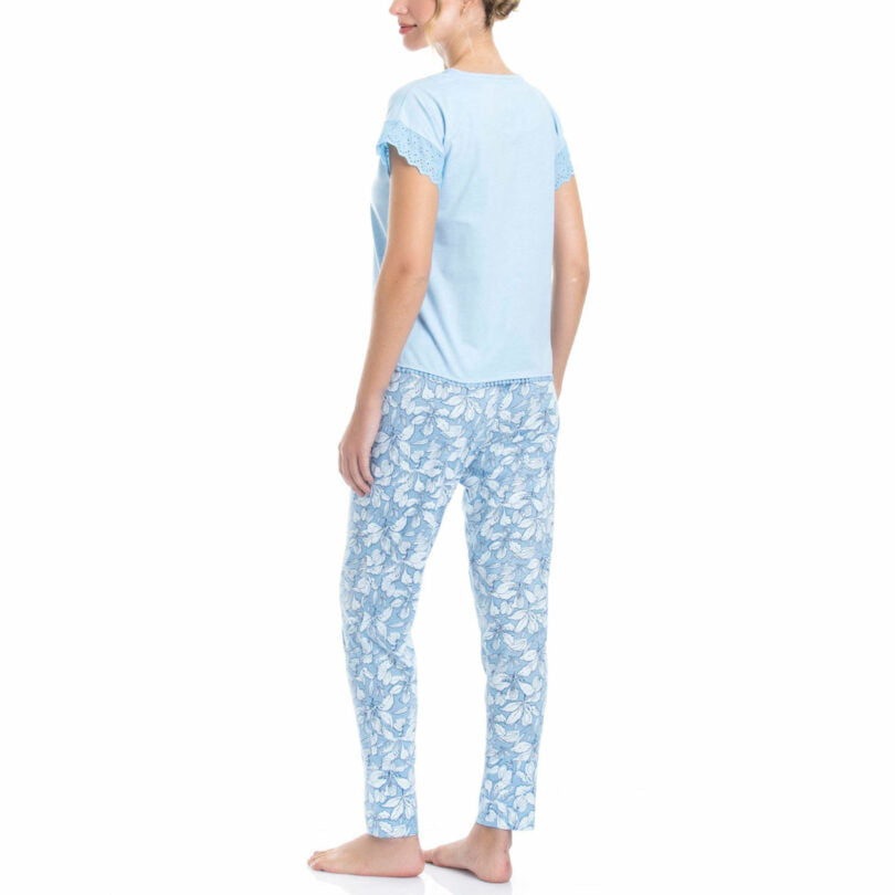PIJAMA ARDUE COTTON & VISCOSA ESTAMPADO CELESTE