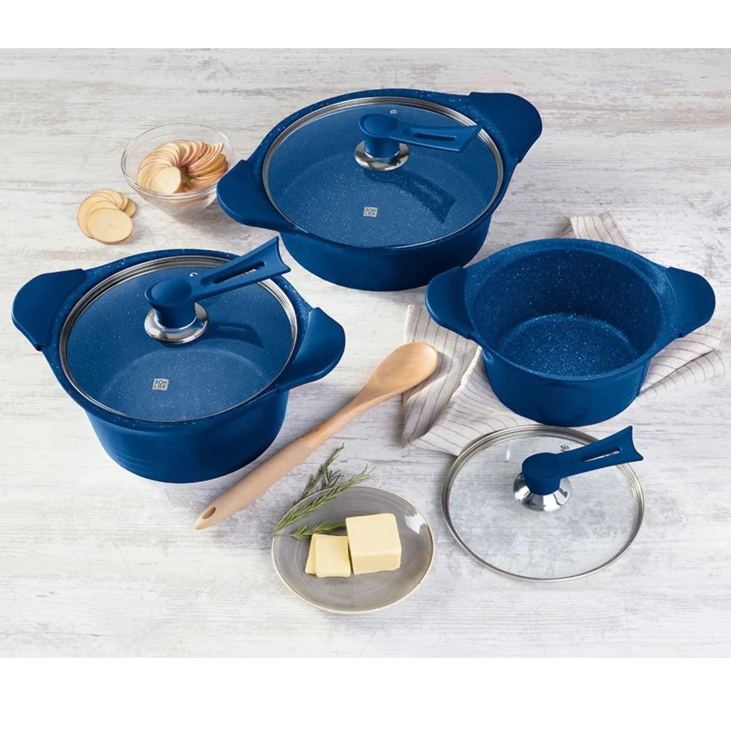 Bateria Bohlier Azul 6 Pzas