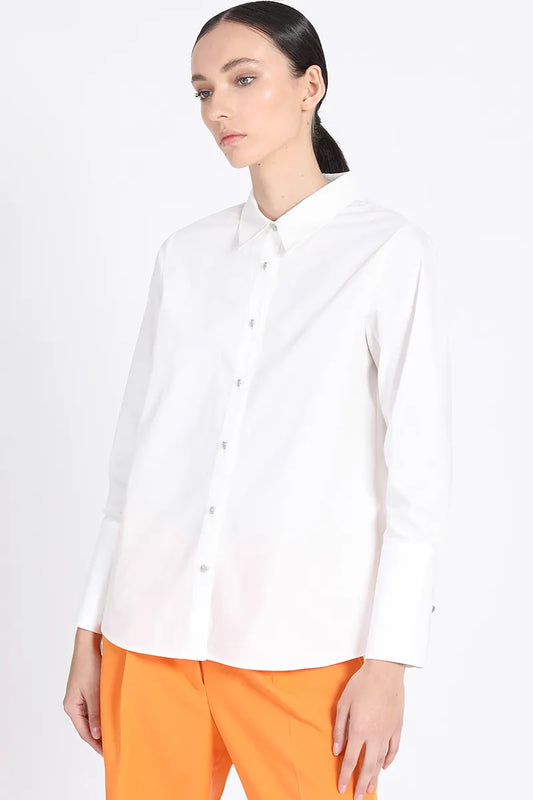 CAMISA POPLIN BOTON JOYA, BLANCO