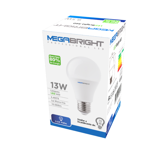Pack De 2 Ampolleta Led Megabright A60 - 13W