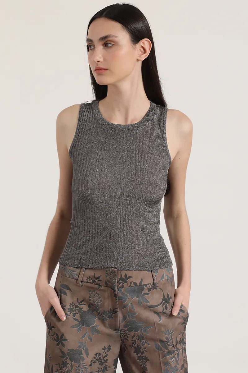POLERA TEJIDA VIOLET LUREX GRIS