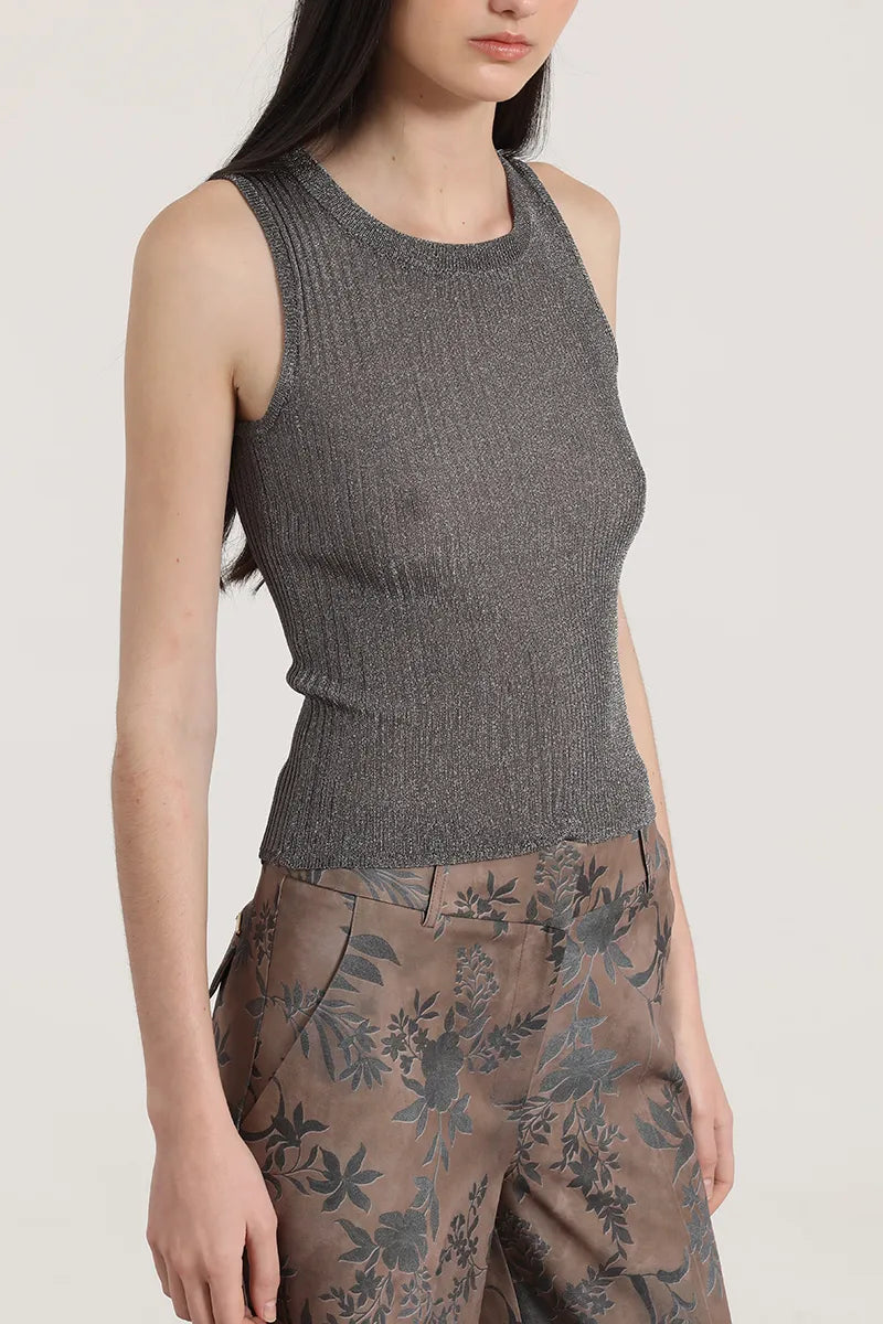 POLERA TEJIDA VIOLET LUREX GRIS