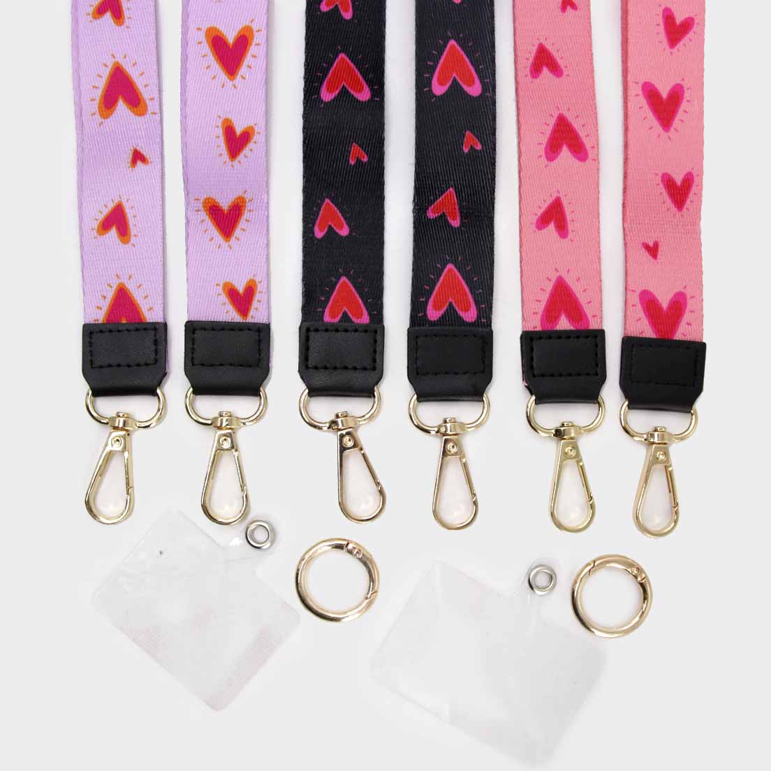 Strap Eloise  para celular corazones Negro