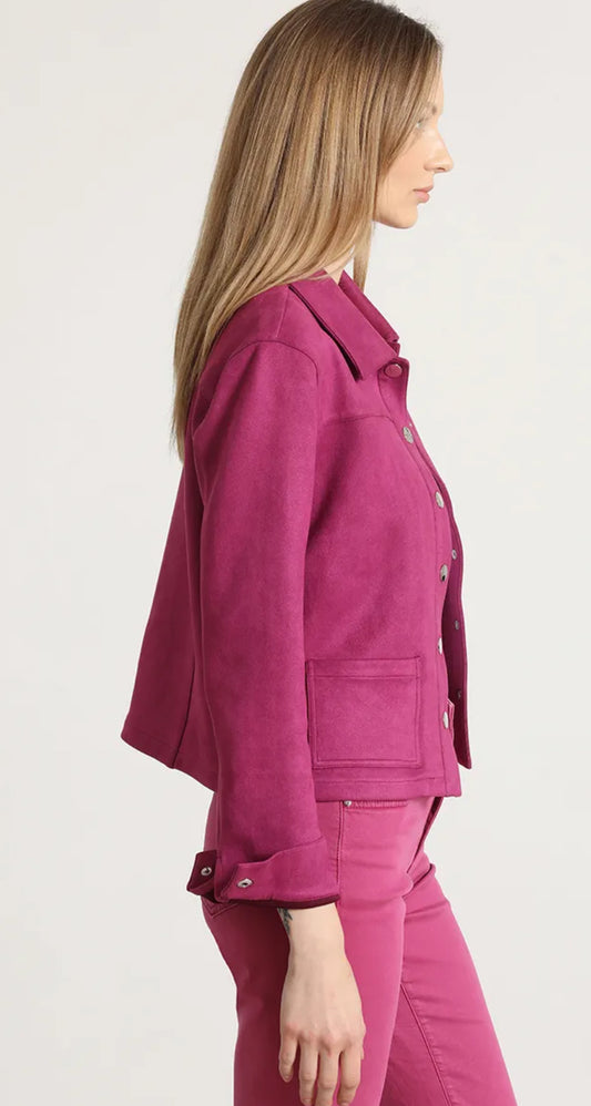Chaqueta efecto Gamuza Fresa