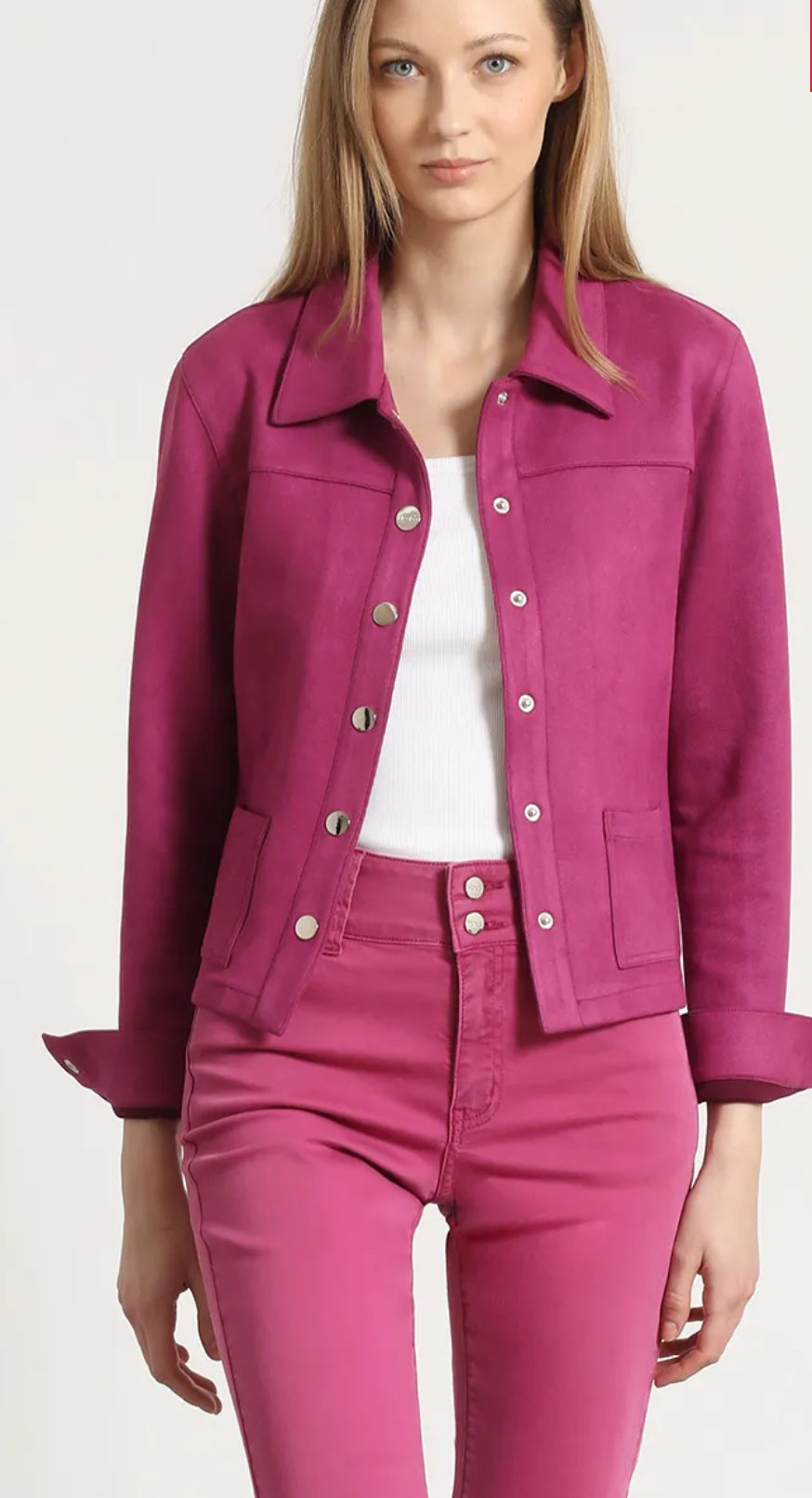 Chaqueta efecto Gamuza Fresa