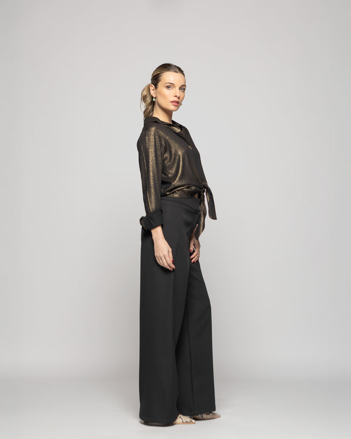 Blusa Crisantemo Viscosa Manga Larga Y Amarre Frontal