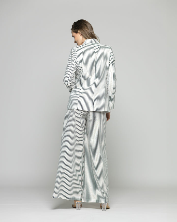 Blazer Mujer Liatris Largo-Rayas Negro Y Blanco